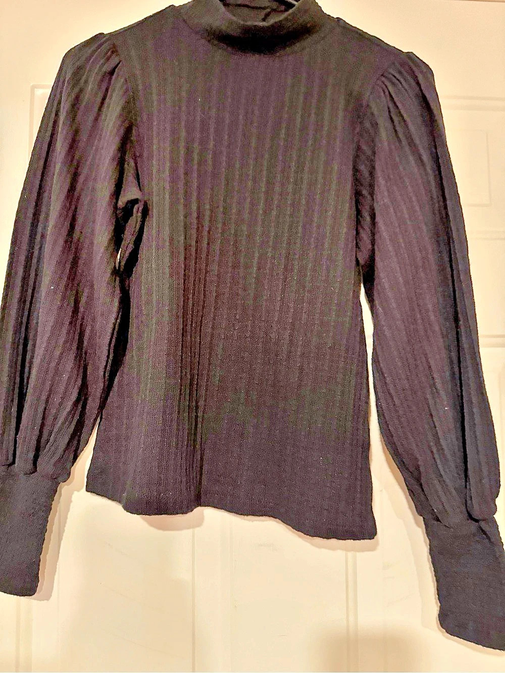 Jessica Simpson Black Ribbed Mock Neck Long Sleeve Size Medium